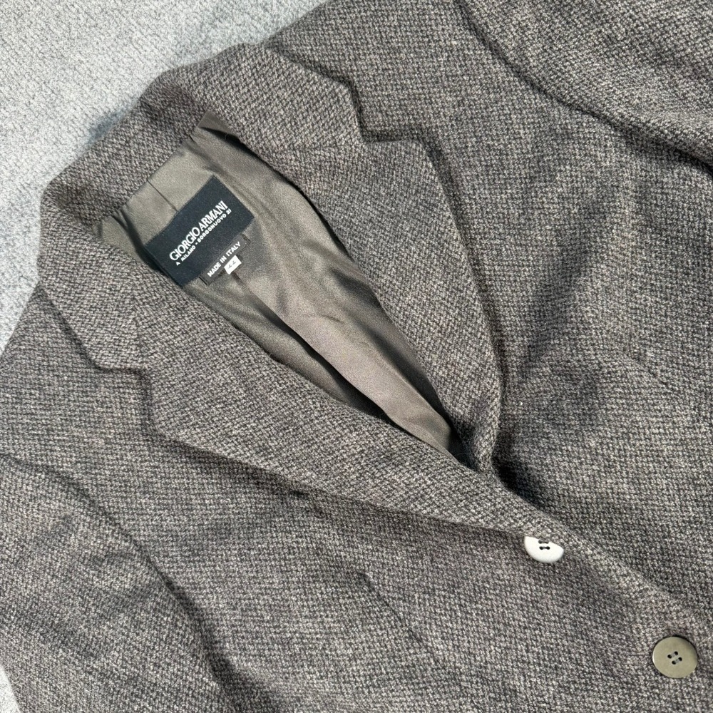 Giorgio Armani Borgonuovo 21 Cashmere Blazer Brown Grey Italy Size 44 US 8-10